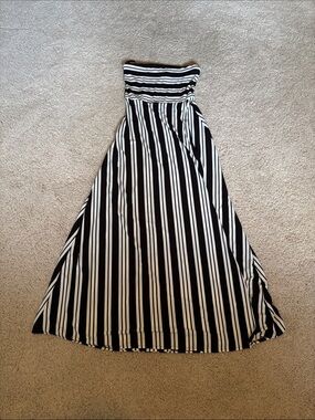 Banana Republic Black and White Striped Maxi Dress